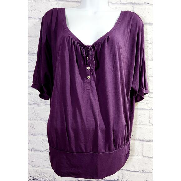 American Eagle Outfitters Purple Short BatWing Sleeves Top L Lightweight Soft - Picture 1 of 5